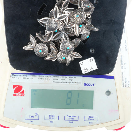 30.5" c1940's Vintage Navajo/Fred Harvey sterling silver turquoise concho belt