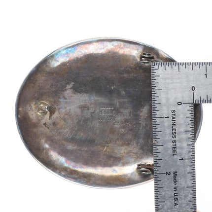 Tommy Singer Navajo deep stamped sterling silver high grad turquoise belt buckle