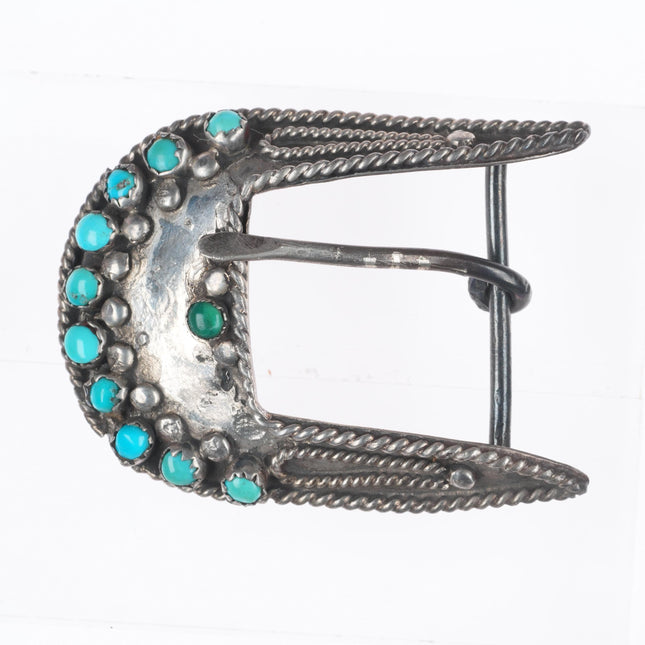 vintage c1940's Zuni snake eye turquoise sterling silver ranger belt buckle set
