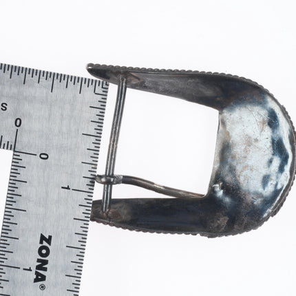 vintage c1940's Zuni snake eye turquoise sterling silver ranger belt buckle set