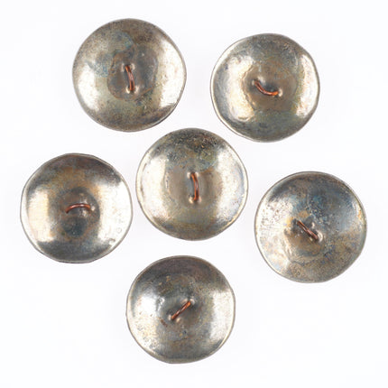 6 Large vintage Navajo sterling silver buttons/ornaments with stamped design