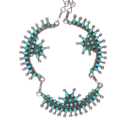vintage Zuni sterling silver petit point/snake eye turquoise necklace