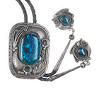c1970 Leland Yazzie Navajo sterling silver heavy bolo tie with nice turquoise
