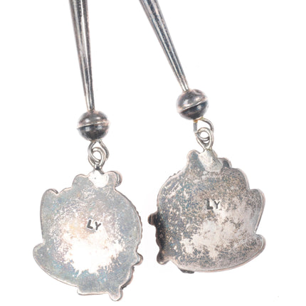 c1970 Leland Yazzie Navajo sterling silver heavy bolo tie with nice turquoise