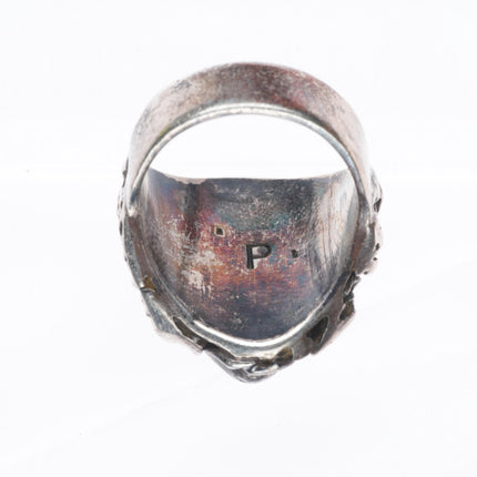 sz11.5 vintage Navajo sterling silver brutalist high grade turquoise men's ring