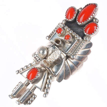 sz7.5 Doris Smallcanyon sterling silver red coral Kachina ring
