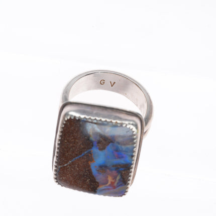 sz10 vintage GV Southwestern sterling silver boulder opal men's ring