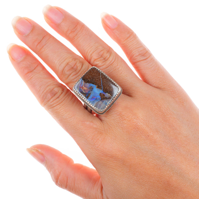sz10 vintage GV Southwestern sterling silver boulder opal men's ring