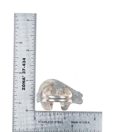 sz11.5 Ray Jack Navajo sterling silver micro-inlay spiny oyster bear ring