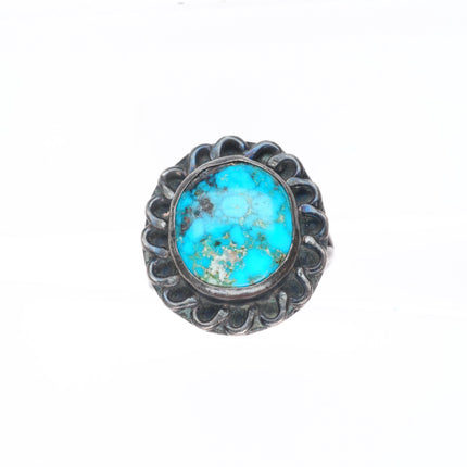 sz7.5 Vintage Navajo sterling silver waterweb turquoise ring