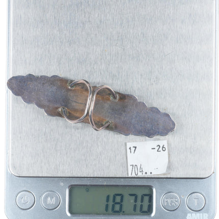 sz8 Long vintage Navajo sterling silver and nice turquoise ring