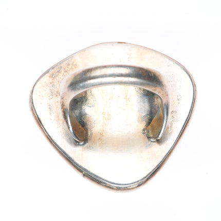 sz9 Big vintage Navajo sterling silver rope bezel ring with nice turquoise