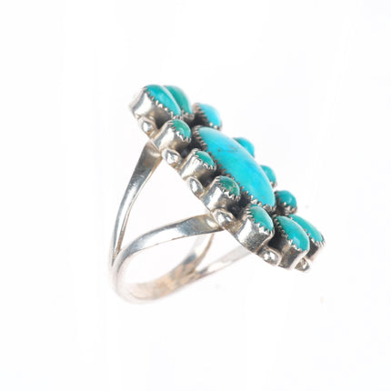 sz8.5 Vintage Zuni sterling silver satellite turquoise cluster ring