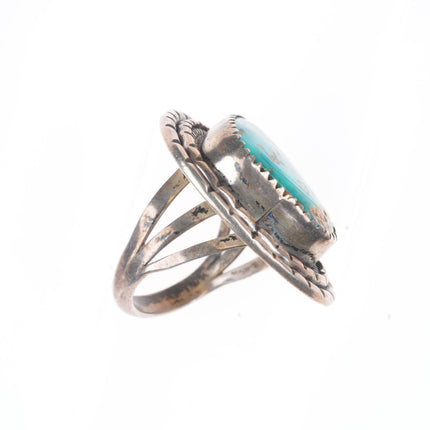 sz7 Vintage Navajo sterling silver ring with nice green turquoise