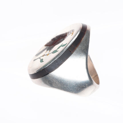 sz9.5 Henry & Linda Barber Navajo sterling silver patriotic American eagle ring