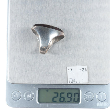 sz9.5 Henry & Linda Barber Navajo sterling silver patriotic American eagle ring