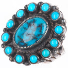 sz7.5 Vintage Navajo or Zuni high grade turquoise satellite ring sterling silver