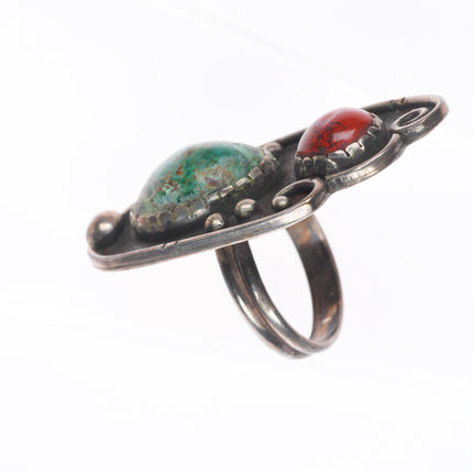 sz7 Jack Harrison 1976 Vintage Southwest sterling silver chrysocolla/jasper ring