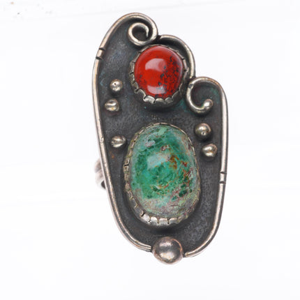 sz7 Jack Harrison 1976 Vintage Southwest sterling silver chrysocolla/jasper ring