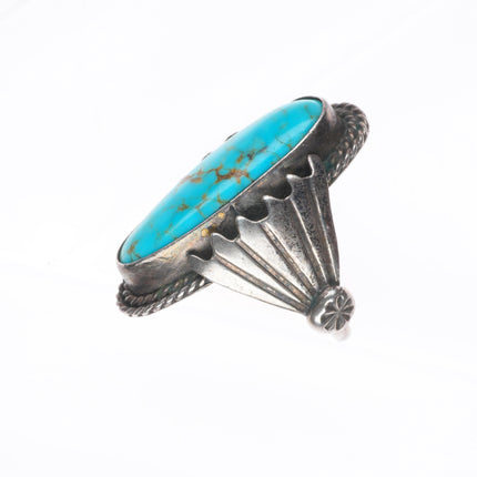 sz6 Vintage Navajo sterling silver ring with nice red web turquoise