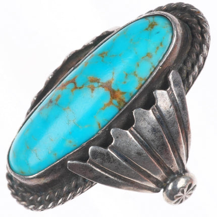 sz6 Vintage Navajo sterling silver ring with nice red web turquoise