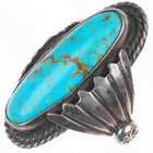sz6 Vintage Navajo sterling silver ring with nice red web turquoise
