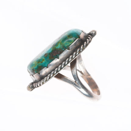 sz8 DH Vintage Navajo sterling silver ring with large nice turquoise