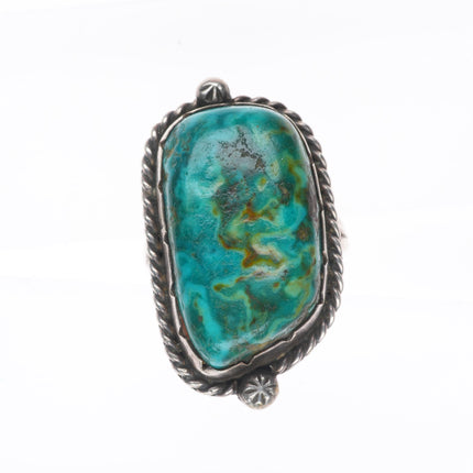 sz8 DH Vintage Navajo sterling silver ring with large nice turquoise