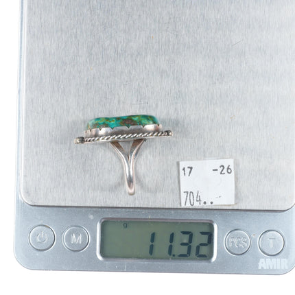 sz8 DH Vintage Navajo sterling silver ring with large nice turquoise