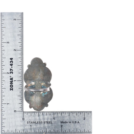 sz8.75 big  vintage Zuni sterling silver 7 stone turquoise long ring