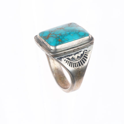 sz10 Vintage Lone Mountain turquoise Navajo sterling silver men's ring