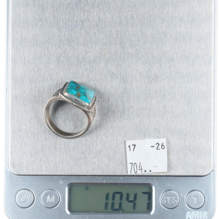 sz10 Vintage Lone Mountain turquoise Navajo sterling silver men's ring