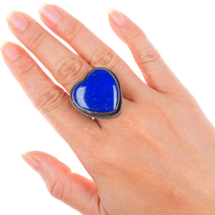 sz9 Myron Etsitty Navajo sterling silver Lapis Lazuli heart shaped ring