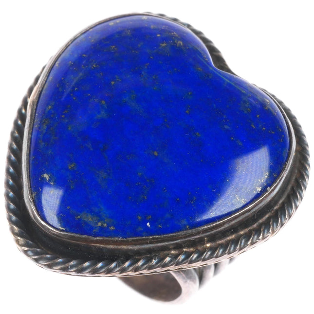 sz9 Myron Etsitty Navajo sterling silver Lapis Lazuli heart shaped ring