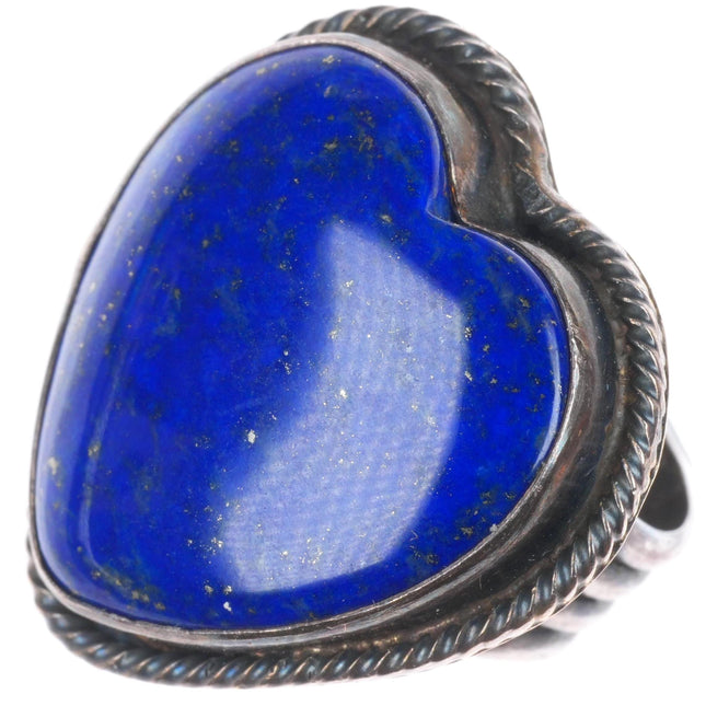 sz9 Myron Etsitty Navajo sterling silver Lapis Lazuli heart shaped ring