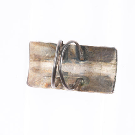 sz7 vintage Zuni sterling silver 3 row snake eye turquoise ring