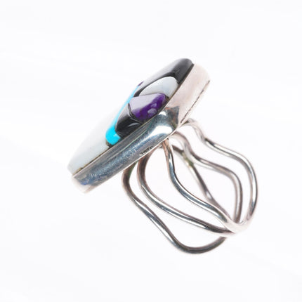 sz10 Veronica Poblano Zuni sterling silver Sugilite, Turquoise cobblestone ring