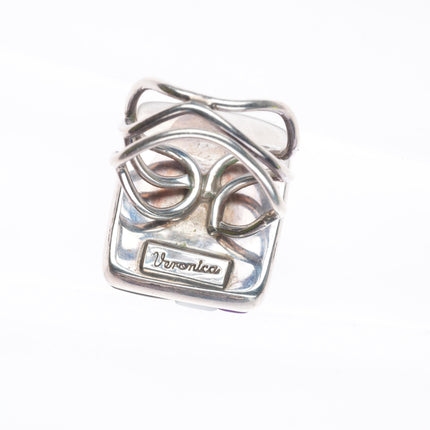 sz10 Veronica Poblano Zuni sterling silver Sugilite, Turquoise cobblestone ring
