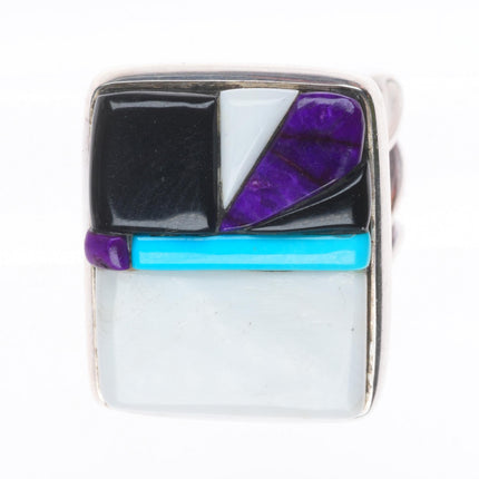 sz10 Veronica Poblano Zuni sterling silver Sugilite, Turquoise cobblestone ring
