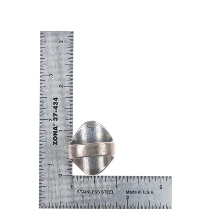 sz14 William Singer Navajo  sterling silver chip inlay turquoise men's ring