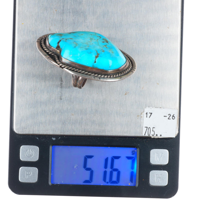 sz7.5 Huge vintage Navajo sterling silver turquoise chunky nugget ring