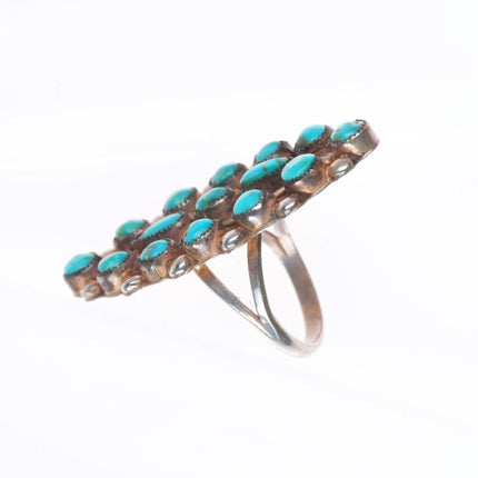 sz8.5 40's-50's vintage Zuni sterling silver snake eye turquoise cluster ring