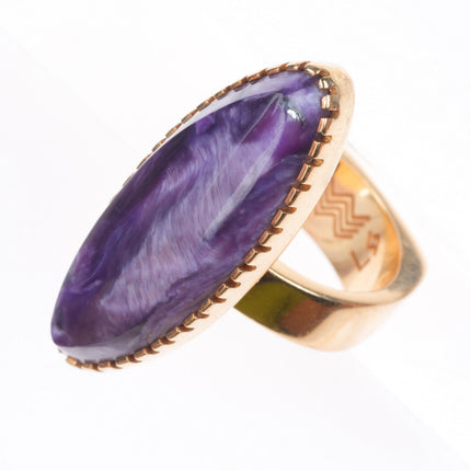 sz7 Larry Golsch Cherokee 14k yellow gold purple Charoite modernist ring