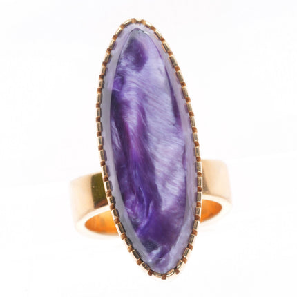 sz7 Larry Golsch Cherokee 14k yellow gold purple Charoite modernist ring