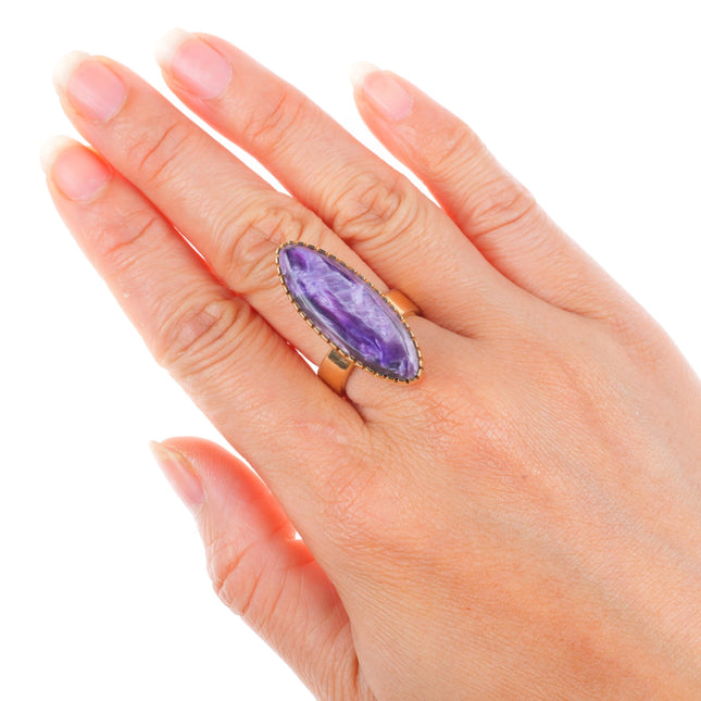sz7 Larry Golsch Cherokee 14k yellow gold purple Charoite modernist ring