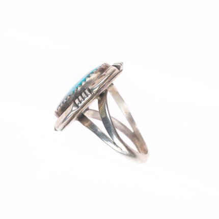 sz7 Pauline Claw Navajo sterling silver ring with nice turquoise