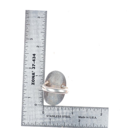 sz8 vintage Navajo sterling silver twisted rope bezel ring with turquoise