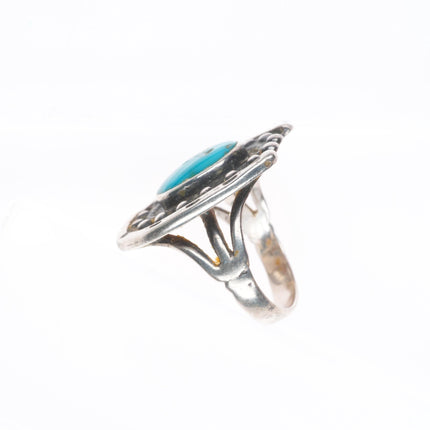 sz6 Vintage Navajo sterling silver horseshoe ring with nice turquoise