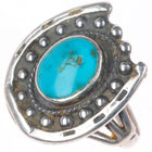 sz6 Vintage Navajo sterling silver horseshoe ring with nice turquoise