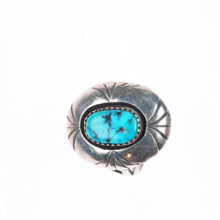 sz8 W Johnson Navajo sterling silver turquoise shadowbox ring